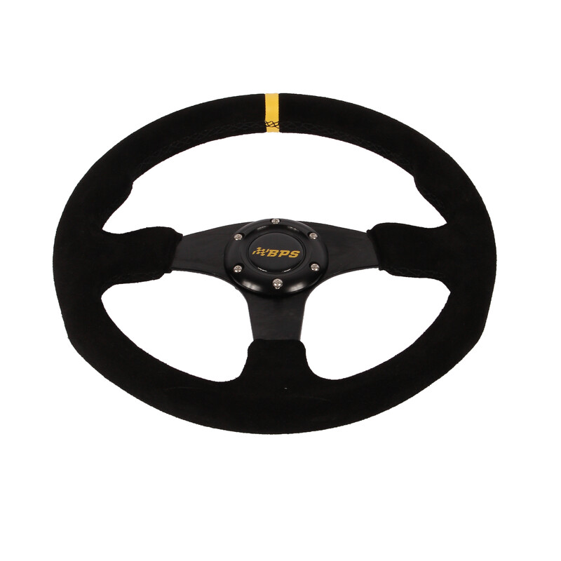 Volant BPS Plat, Cuir Noir Retourné